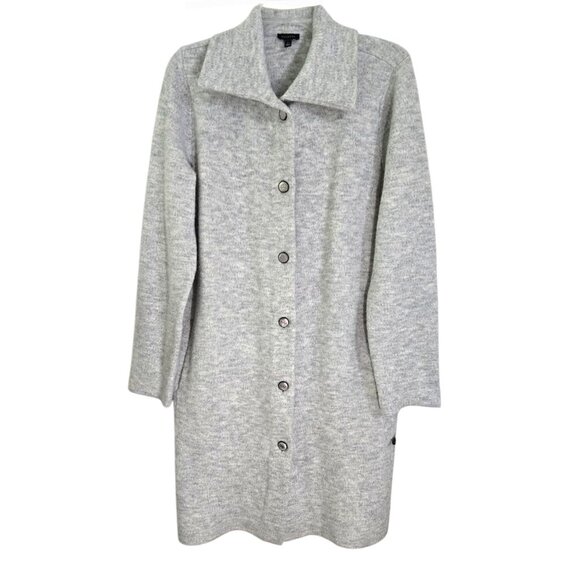 Talbots Women's Gray Button-Up Long Knit Cardigan Coat S Acrylic Blend Size S - Picture 1 of 10